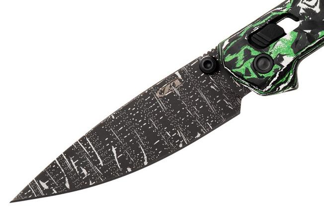 Afbeelding voor Zero Tolerance 0117VFGW Vegas Forge Damascus, Green White Carbon Fiber zakmes