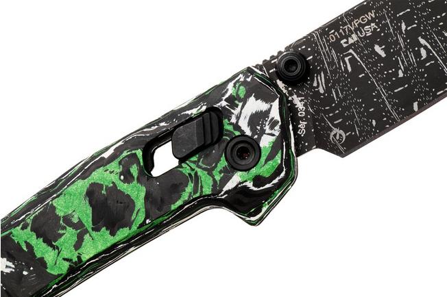 Afbeelding voor Zero Tolerance 0117VFGW Vegas Forge Damascus, Green White Carbon Fiber zakmes