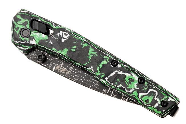 Afbeelding voor Zero Tolerance 0117VFGW Vegas Forge Damascus, Green White Carbon Fiber zakmes