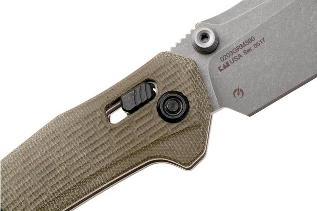 Afbeelding voor Zero Tolerance 0203 0203GRM390 Working Finish Böhler M390, Green Micarta, Factory Special Series zakmes