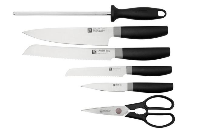 7pc Sabatier Stainless Steel Handle Kitchen Knife Set with Scissors