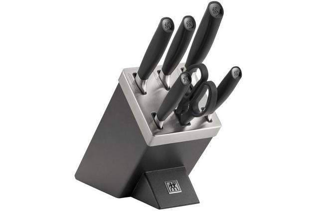 Zwilling All Star 1022568, set di 7 coltelli con ceppo portacoltelli,  antracite/nero