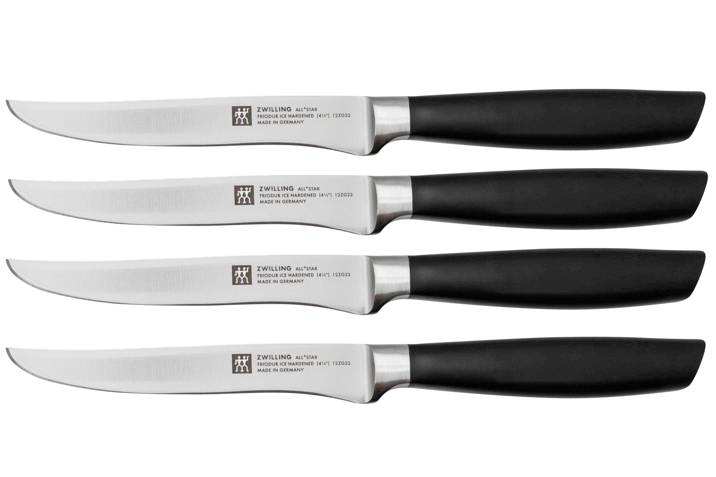 Zwilling All Star 1022589, Juego de 4 cuchillos para carne, negro