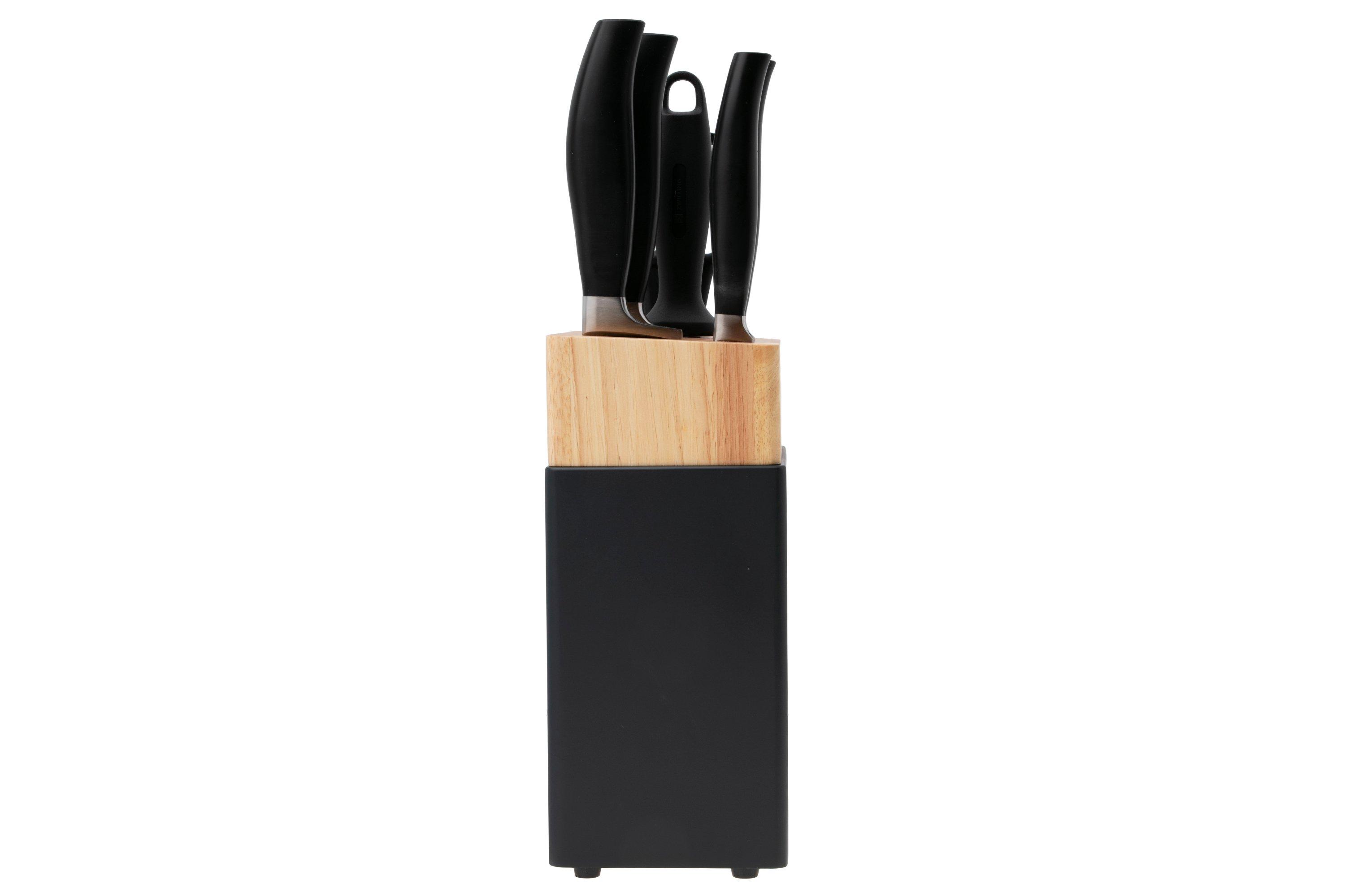 Ballarini Messerblock Brenta – 7-teiliges Set Aus Italien, Inkl. 5 Scharfer Messer & Praktischem Holzblock