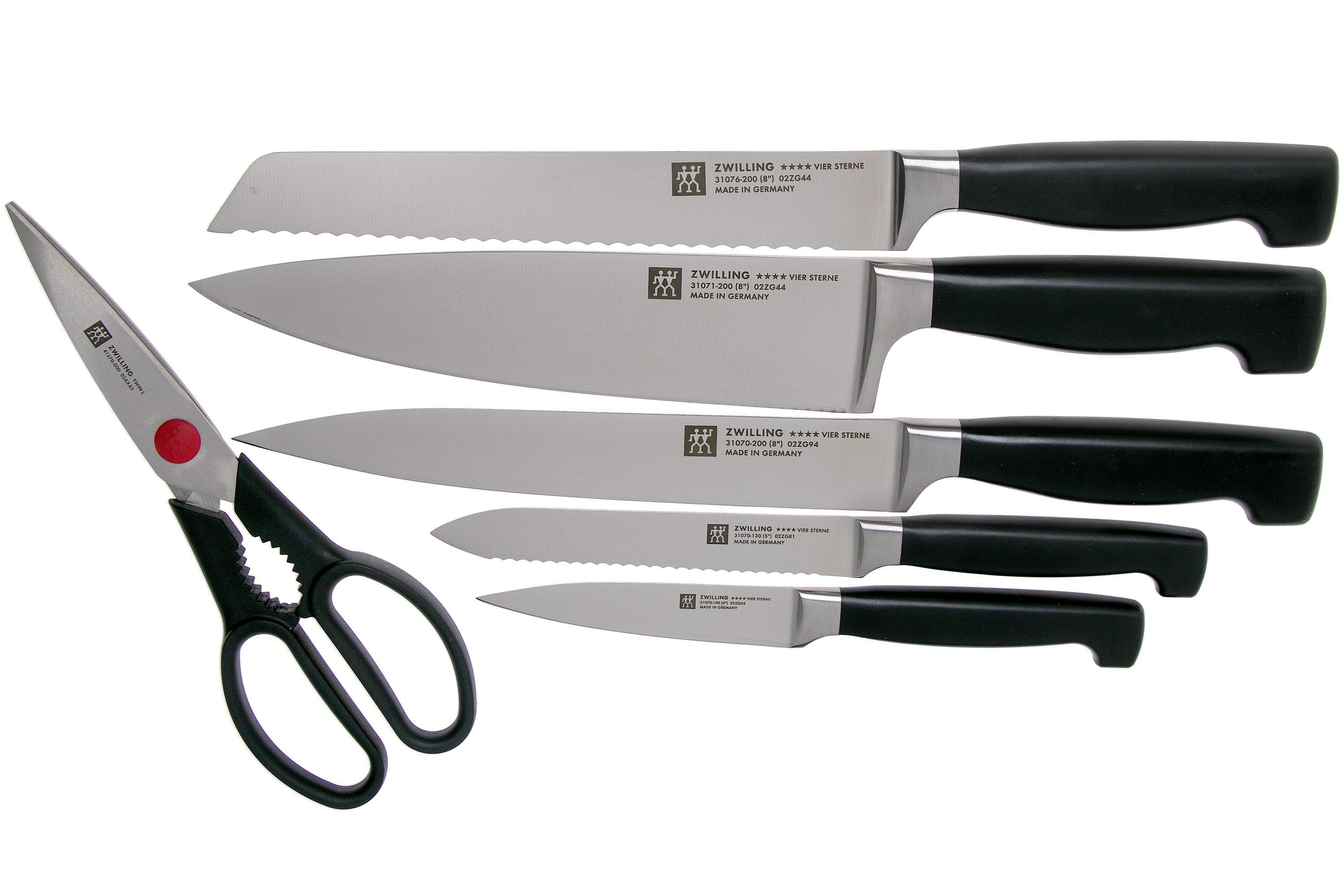KUPPELS Sharp Line Set 5 Pezzi Portacoltelli E Coltelli – Acciaio Inox, Manico In POM, Legno Di Gomma