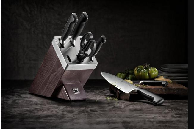 Zwilling Four Star 7-pc, Self-Sharpening Knife Block Set, Silver-Black