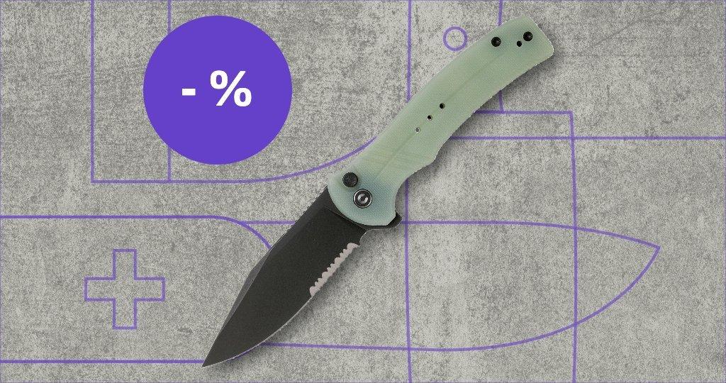Civivi cuchillo con etiqueta de descuento