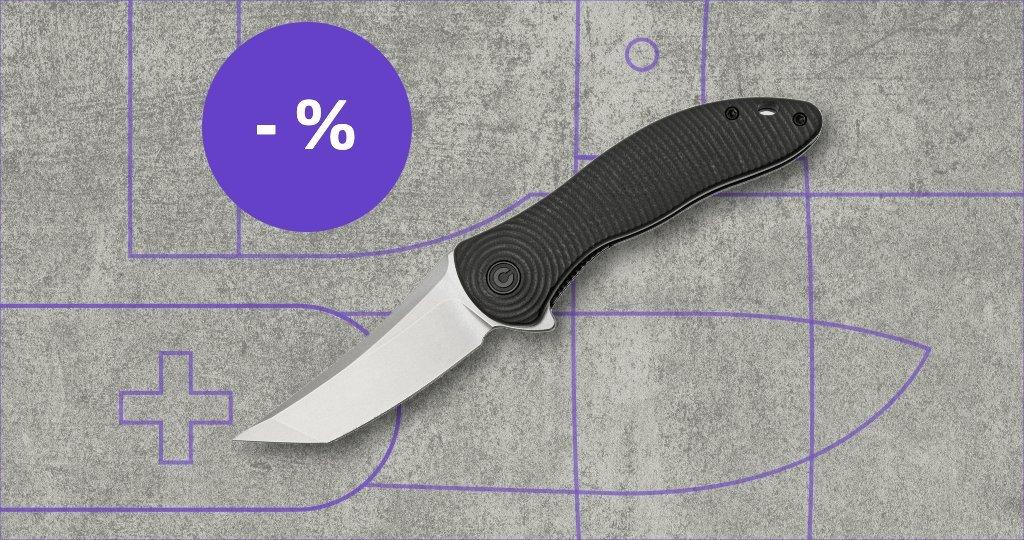 Civivi mes met kortingslabel