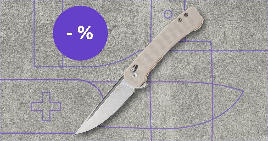 Noz CRKT z etykietą rabatową