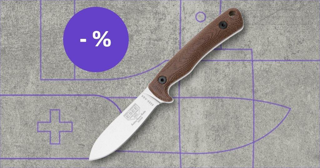 Couteau ESEE avec étiquette de réduction