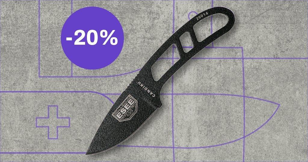 ESEE knife with discount label