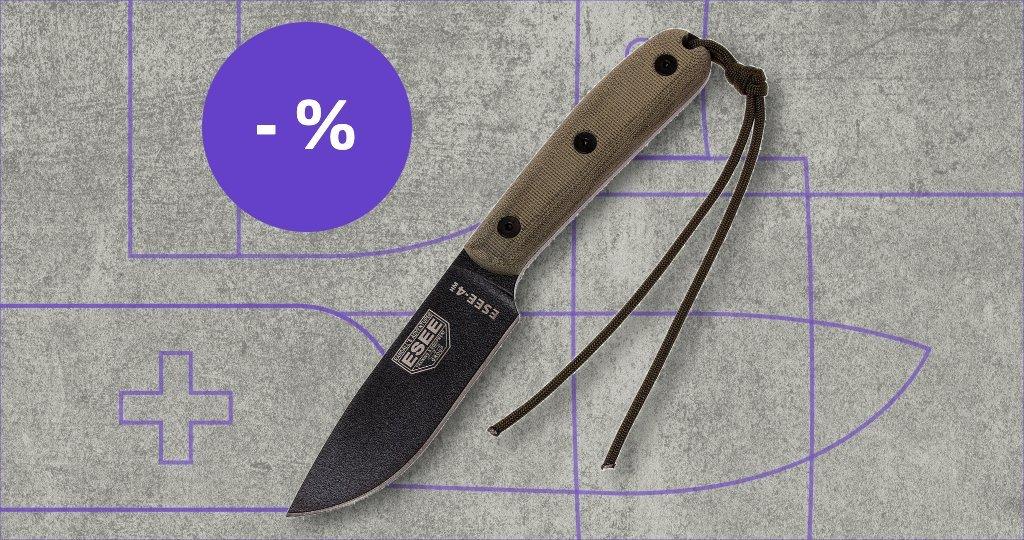 ESEE knife with discount label