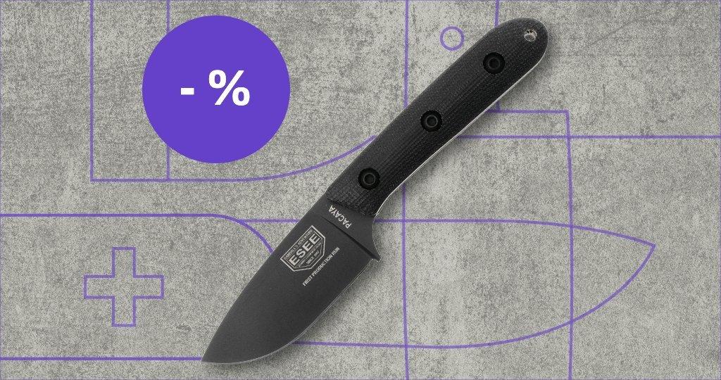 ESEE knife with discount label