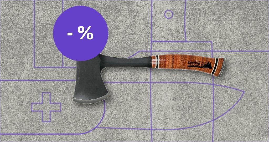 Estwing axe with discount label