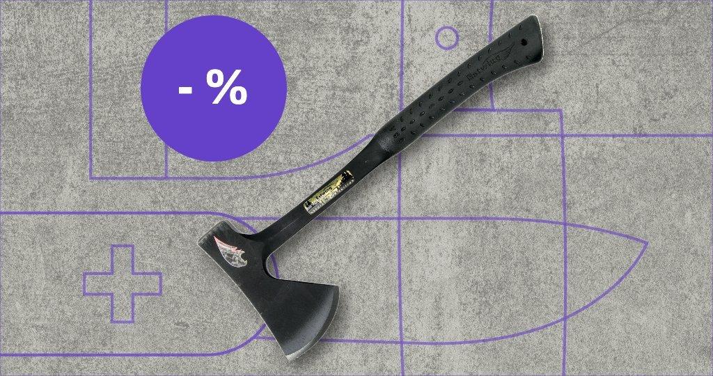 Estwing axe with discount label