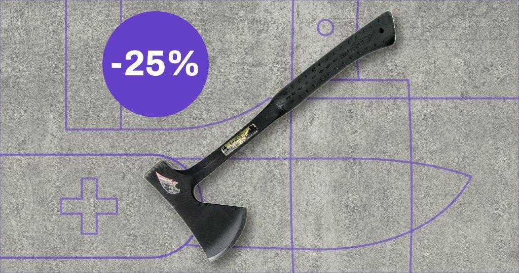 Estwing bijl met kortingslabel