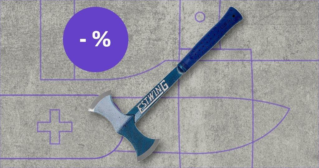 Estwing axe with discount label
