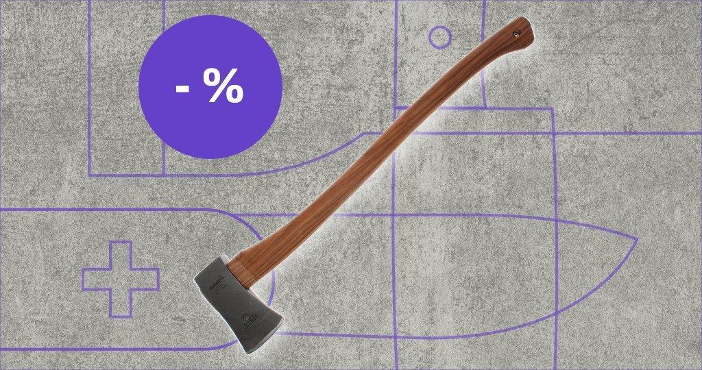 Hultafors axe with discount label