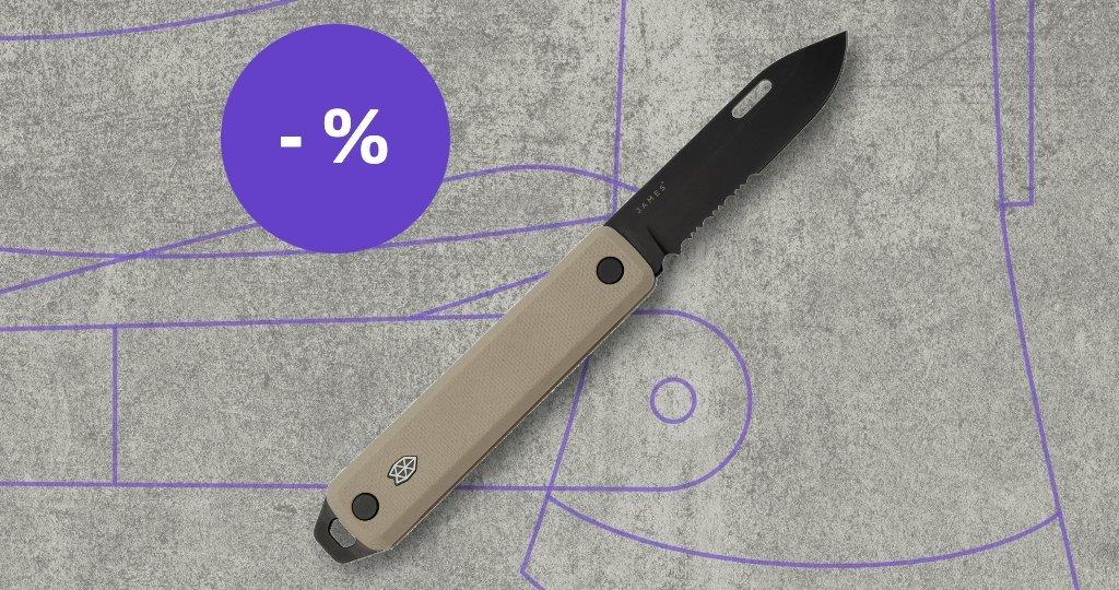 The James Brand knife with discount label