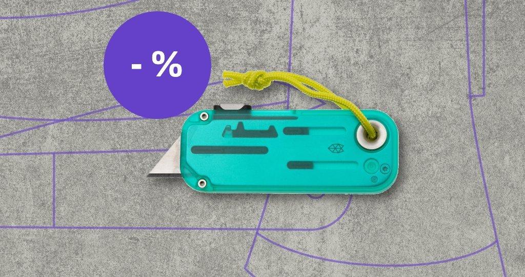 The James Brand mes met kortingslabel
