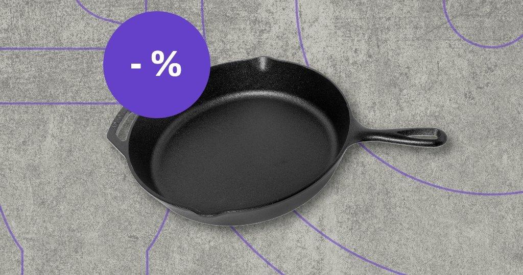 Lodge pan with discount label