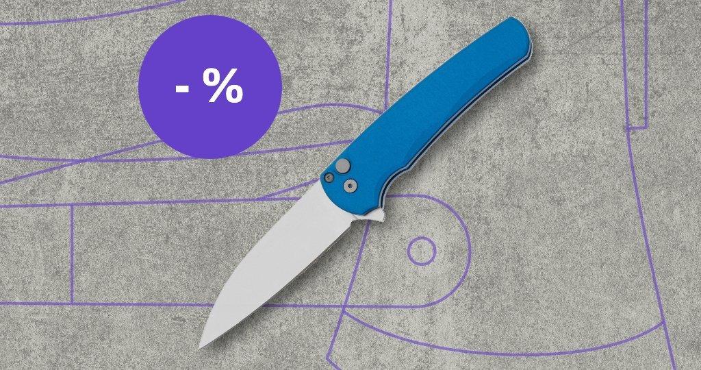 Pro-Tech knife with discount label