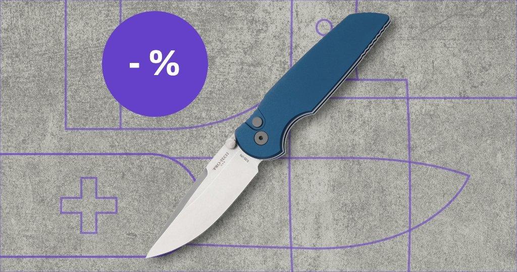 Pro-Tech cuchillo con etiqueta de descuento