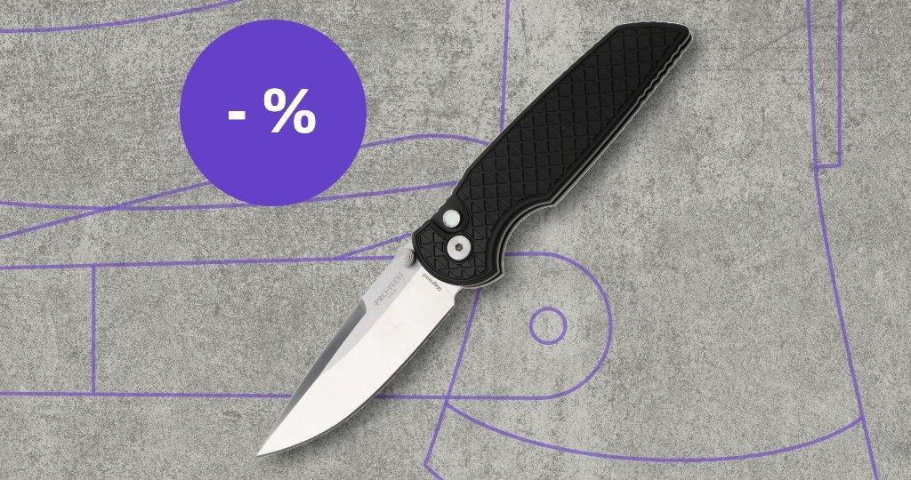 Pro-Tech knife with discount label