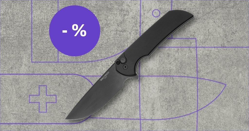 Pro-Tech knife with discount label