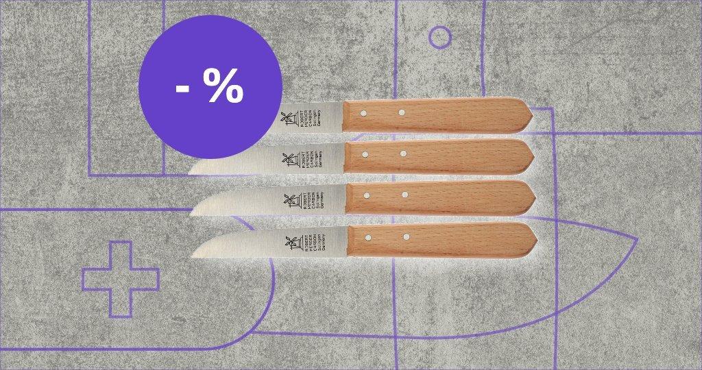 Robert Herder faca de moinho aço-carbono, conjunto de 4 peças etiqueta de desconto