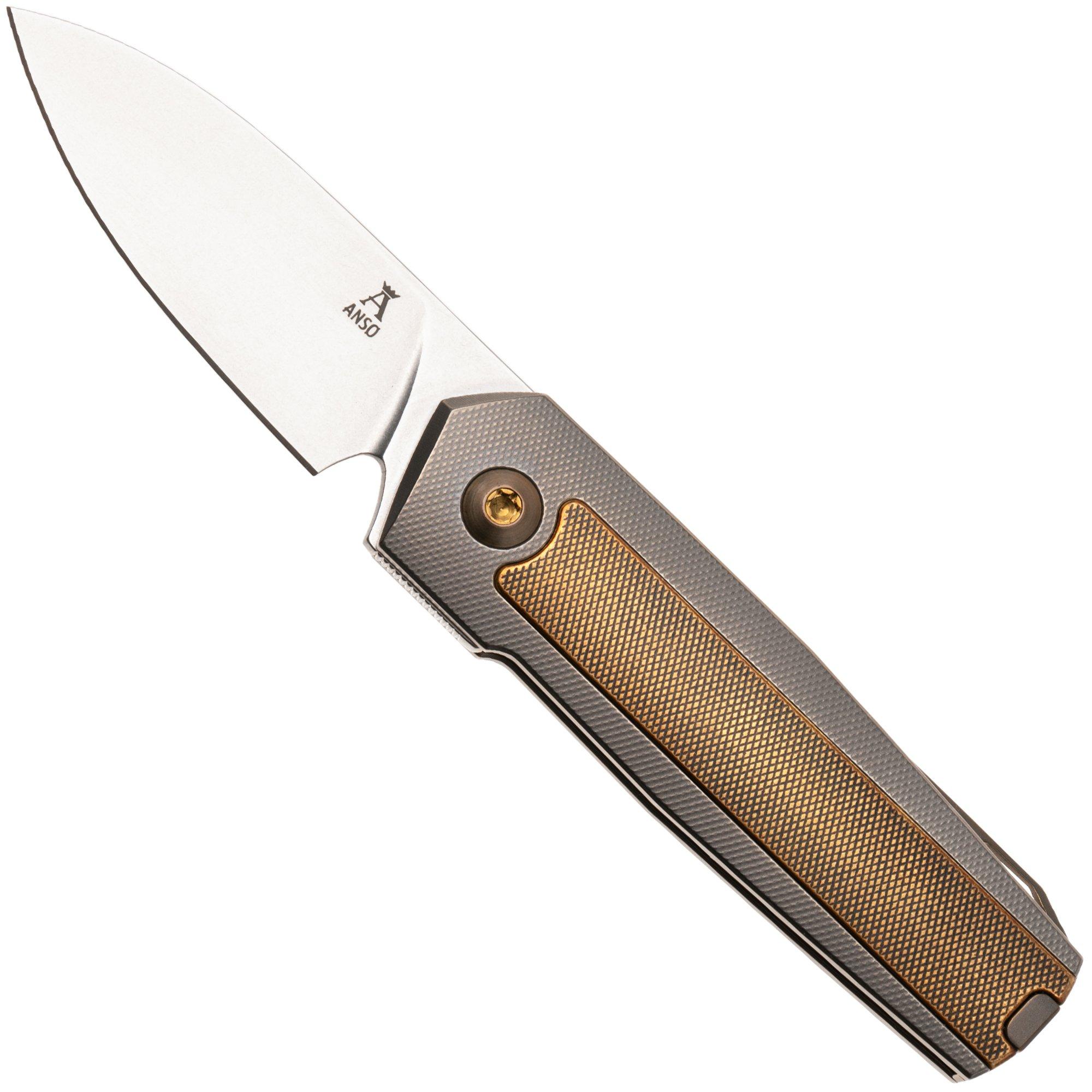 Ansø of Denmark ARN Flipper AD-ARN-BR-IN Stonewashed RWL34, Titanium, Brass Inlay, zakmes Jens Ansø design