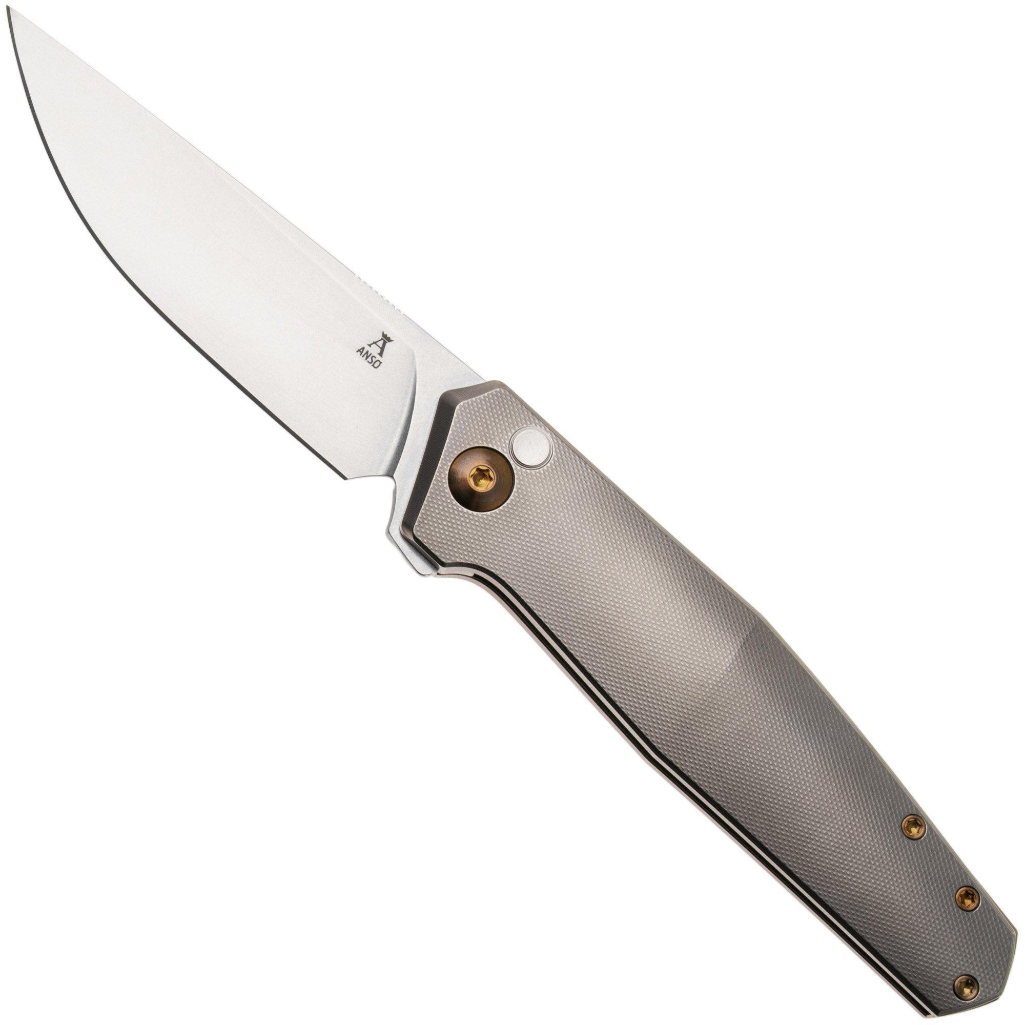 Ansø of Denmark Toko TOK-GRY-AMB-TI, Stonewashed RWL34, Grey Titanium, Amber Hardware, Titanium Backspacer, zakmes, Jens Ansø design