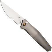 Afbeelding voor Ansø of Denmark Toko TOK-GRY-AMB-TI, Stonewashed RWL34, Grey Titanium, Amber Hardware, Titanium Backspacer, zakmes, Jens Ansø design