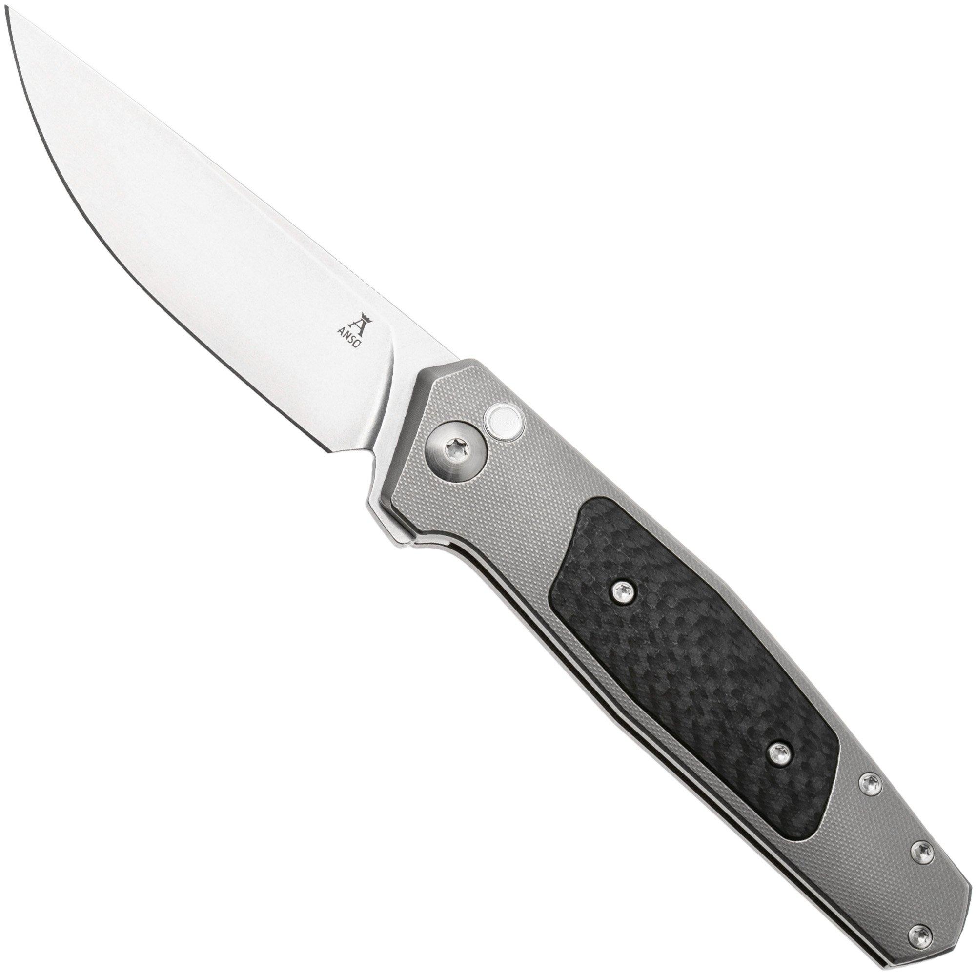 Ansø of Denmark Toko TOKO-CF-ZS, Stonewashed RWL34, Amber Titanium, Carbon Fiber Inlay, Zirconium Hardware pocket knife, Jens Ansø design