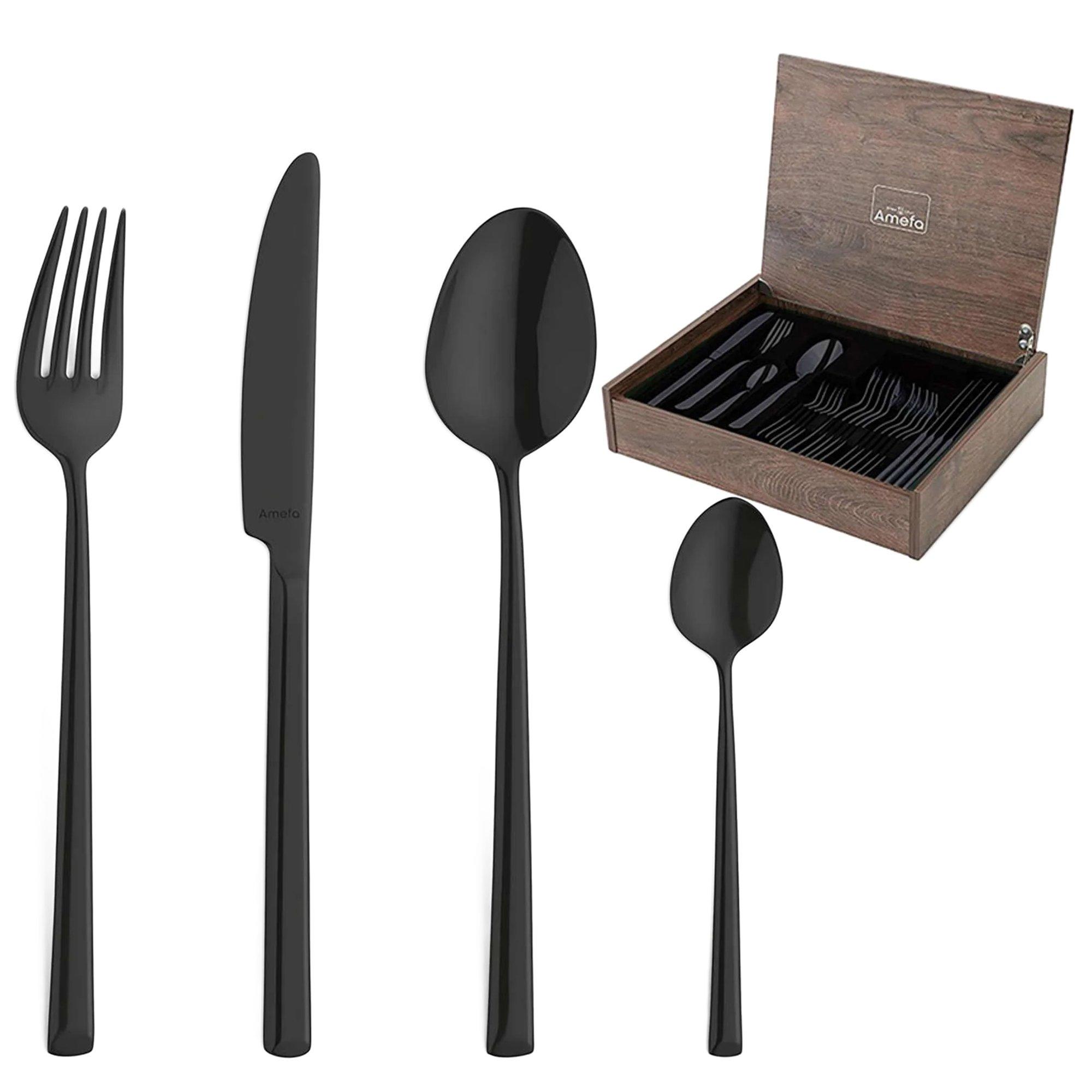 Amefa Metropole Black 1170 Besteckset 24-teilig im Holzbesteckkasten