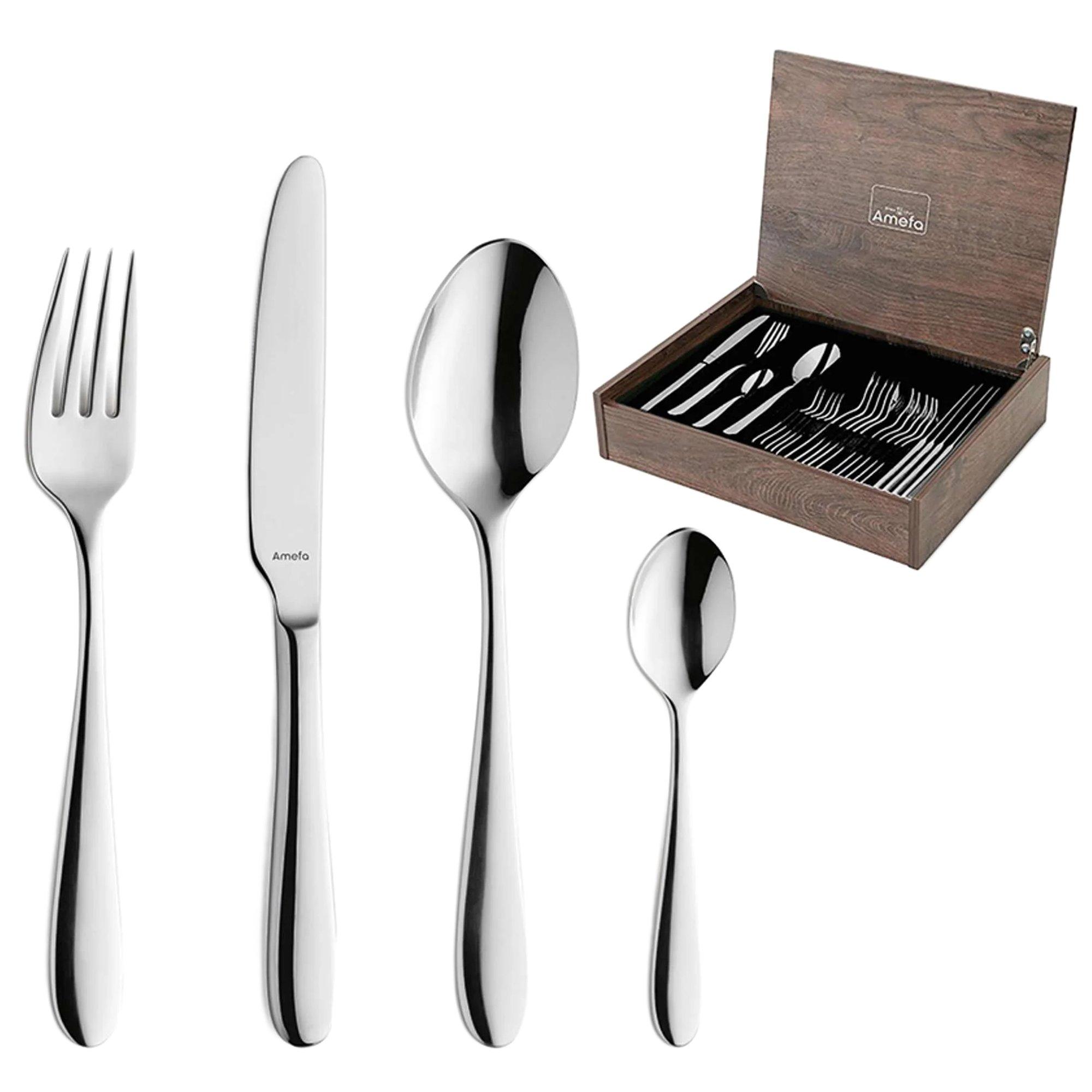 Amefa Oxford 186000MDF3C40 polished RVS, 24-piece cutlery set in wooden case