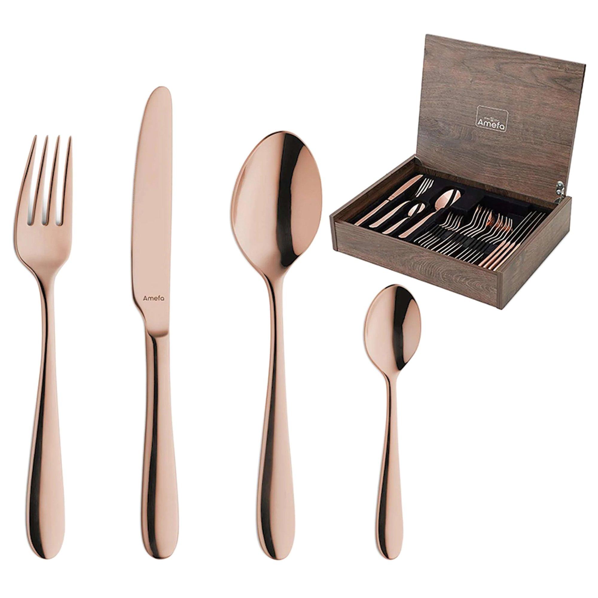 Amefa Oxford 1860ZEMDF3C40 Copper, 24-piece cutlery set in wooden case