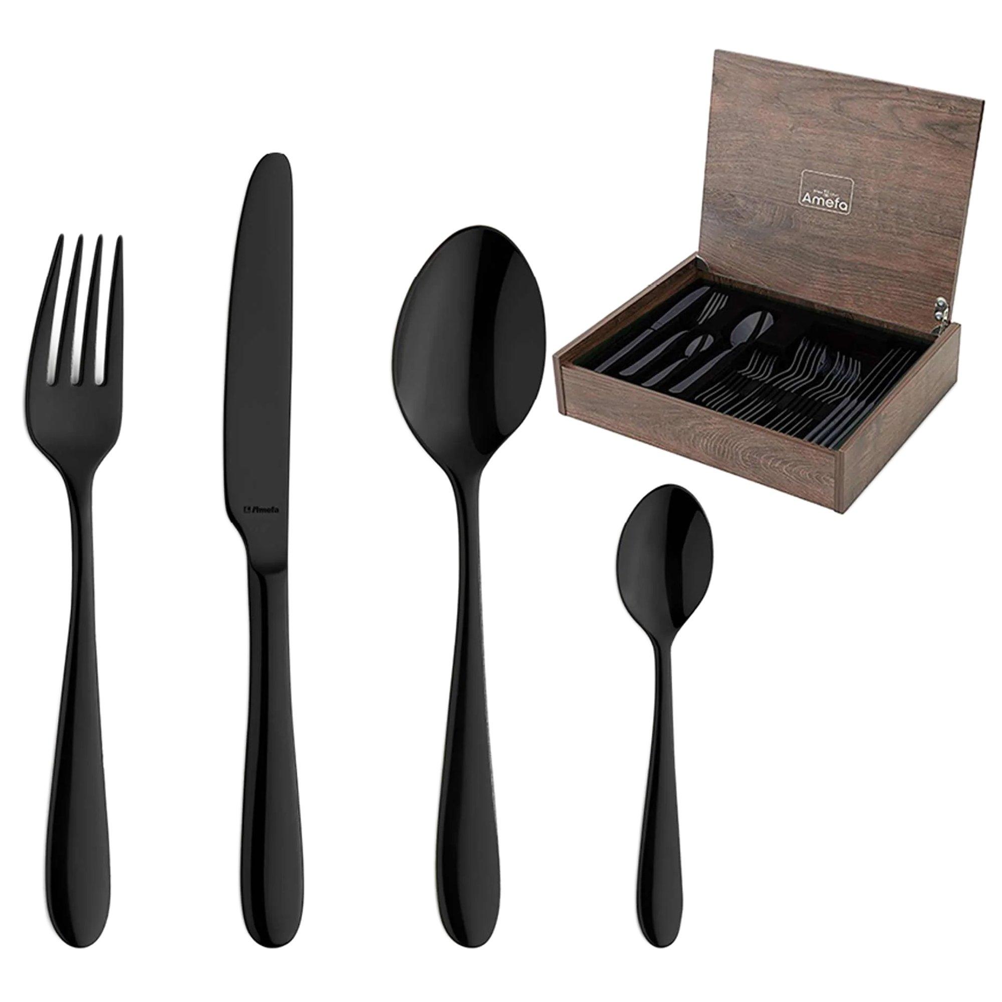 Amefa Oxford 1860ZTMDF3C40 Black, 24-piece cutlery set in wooden case