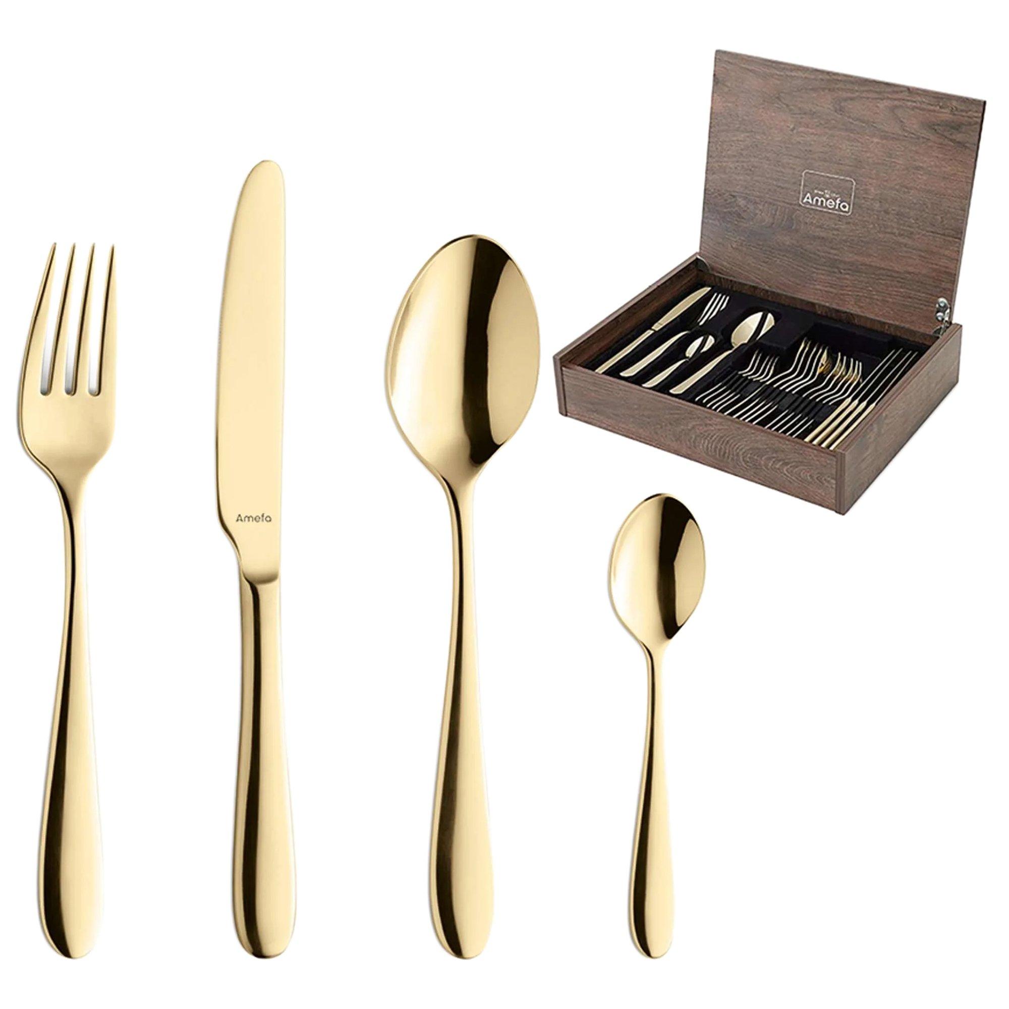 Amefa Oxford 1860ZUMDF3C40 Gold, 24-piece cutlery set in wooden case