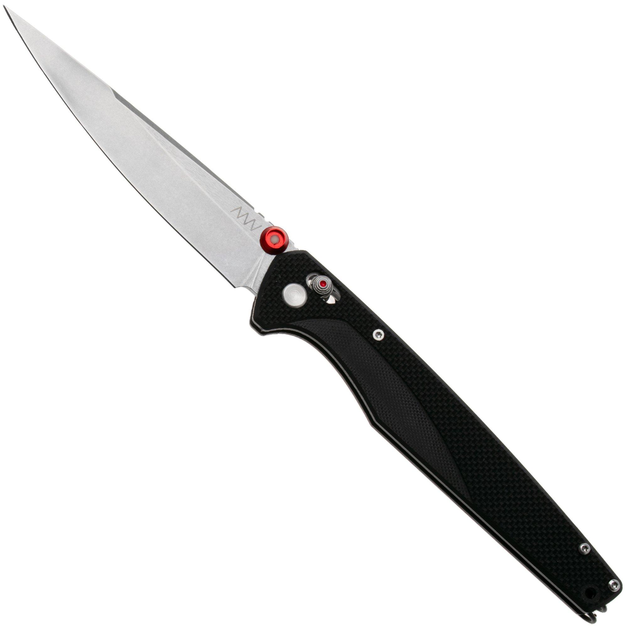 ANV A300BB, Stonewashed Sandvik 14C28N, Black G10, Thumbstud zakmes