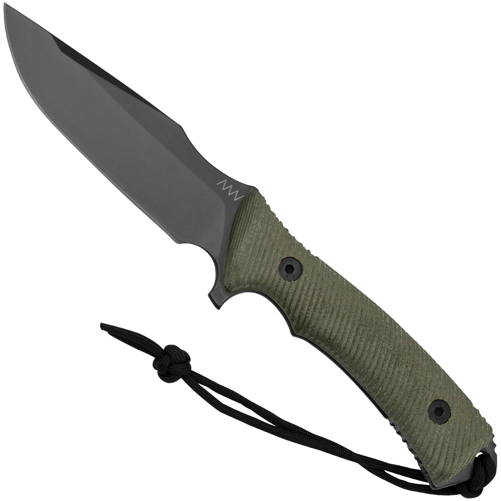 Nóż survivalowy ANV Knives M311 SPELTER DLC Elmax, Olive Micarta Handle, Black Kydex Sheath
