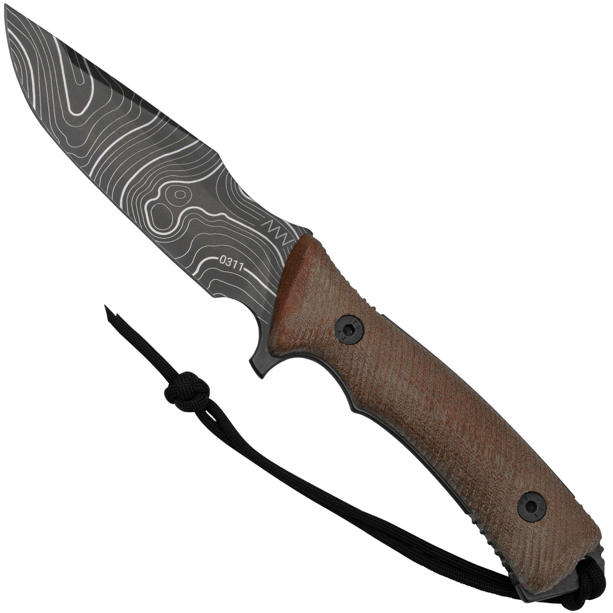 Nóż survivalowy ANV Knives M311 SPELTER DLC Topo Elmax, Coyote Micarta Handle, Black Kydex Sheath