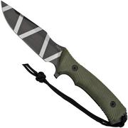 ANV Knives M311 SPELTER DLC Camo Elmax, Olive Micarta Handle, Black Kydex Sheath, coltello da sopravvivenza