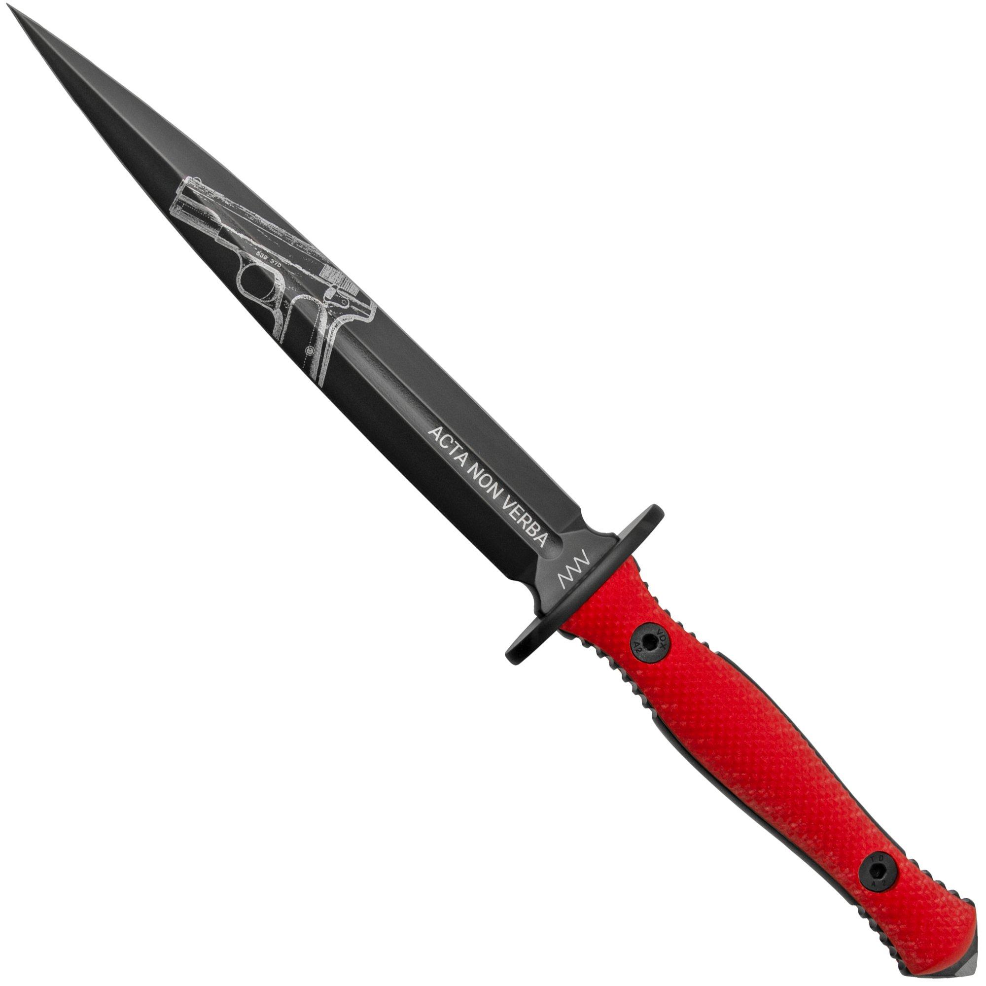 ANV M500 Anthropoid ANVM500-1942 DLC Elmax, Red Handle, Limited Anniversary Edition, schwarze Kydexscheide, Dolch