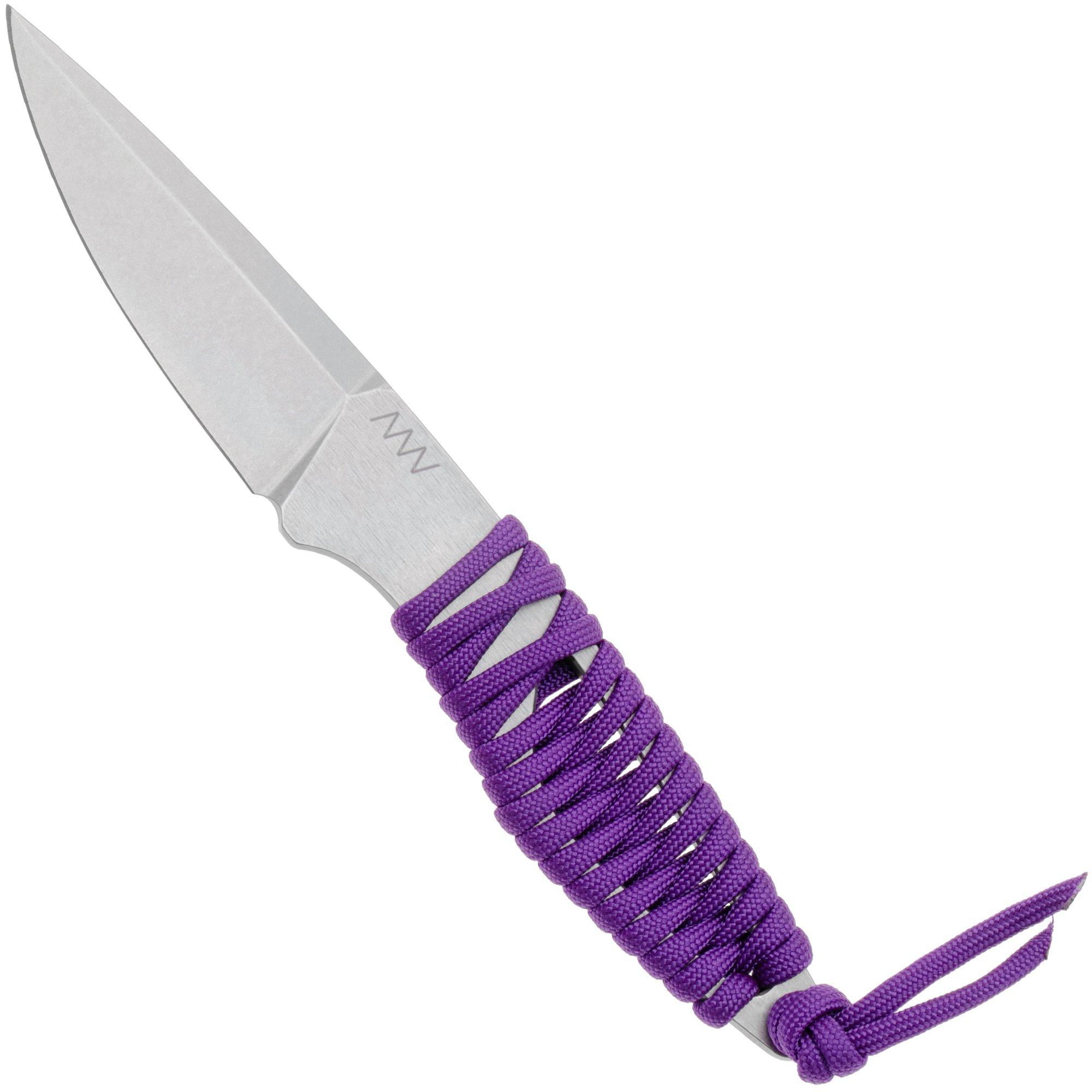 ANV P100 Sleipner, Purple Paracord P100-011, Black Kydex Sheath, Neck Knife