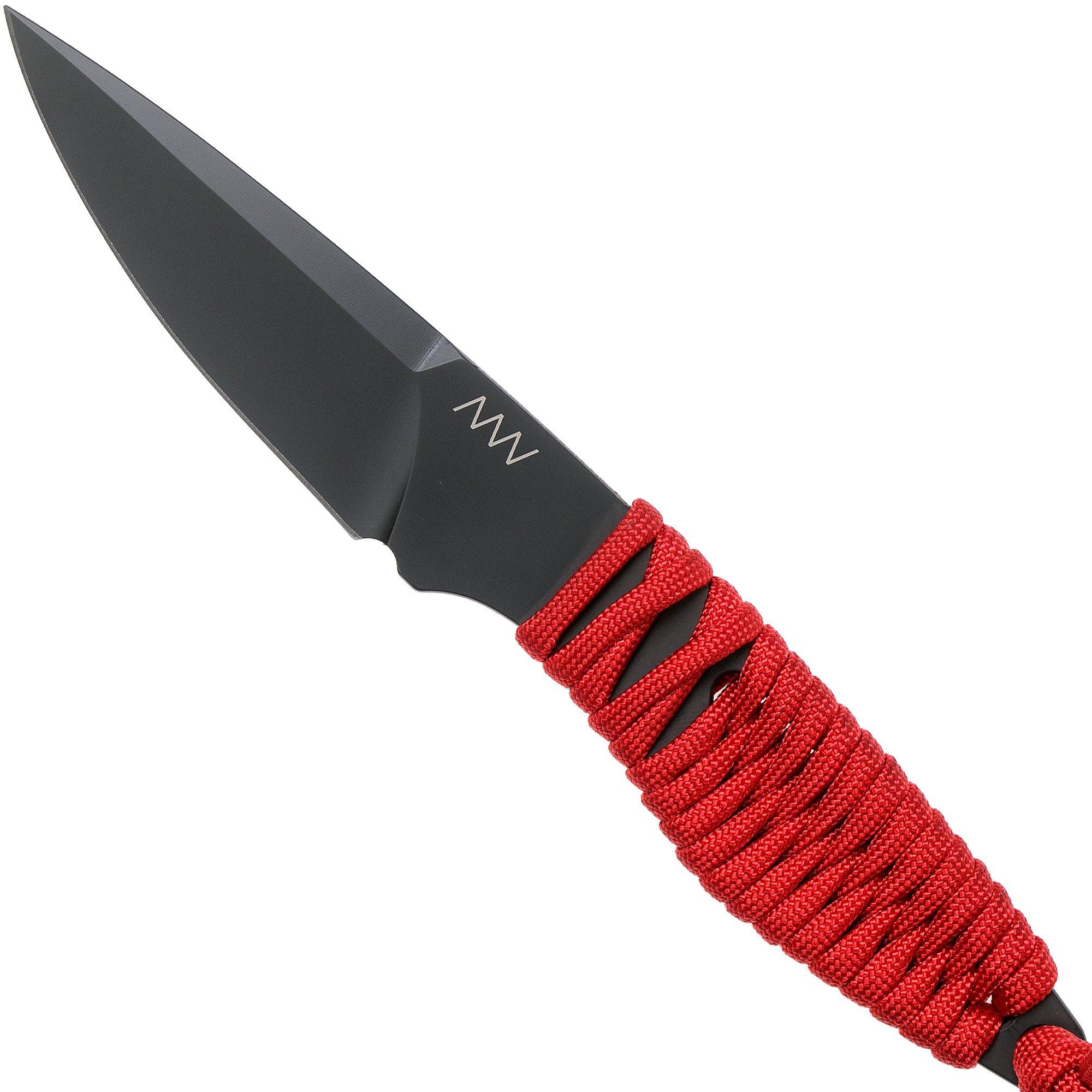 Nóż typu neck ANV P100 Sleipner, Cerakote, Red Paracord, ANVP100-019, Black Kydex Sheath