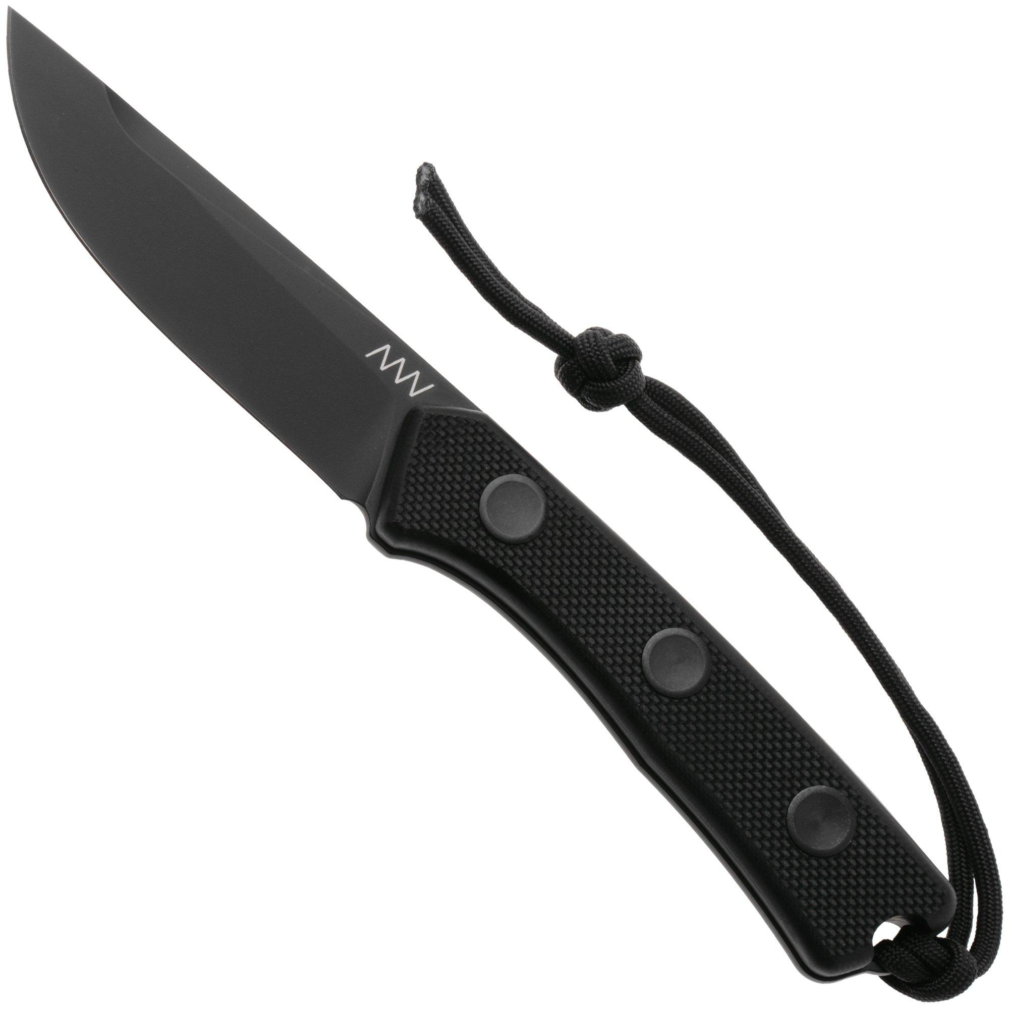 ANV P200, P200-034, Black Cerakote Sleipner, Black G10, survival knife