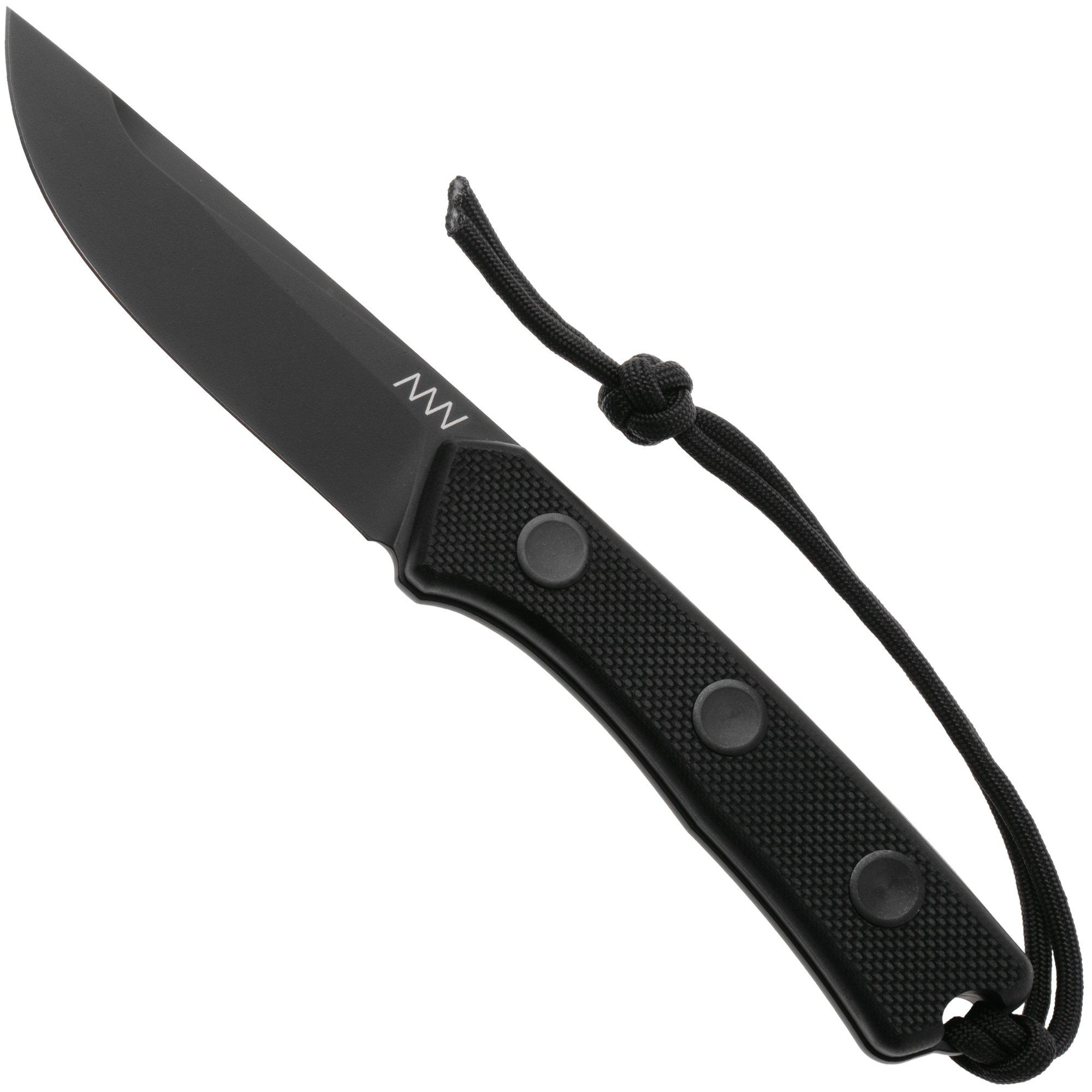 ANV P200, P200-035, Black Cerakote Sleipner, Black G10, survival knife