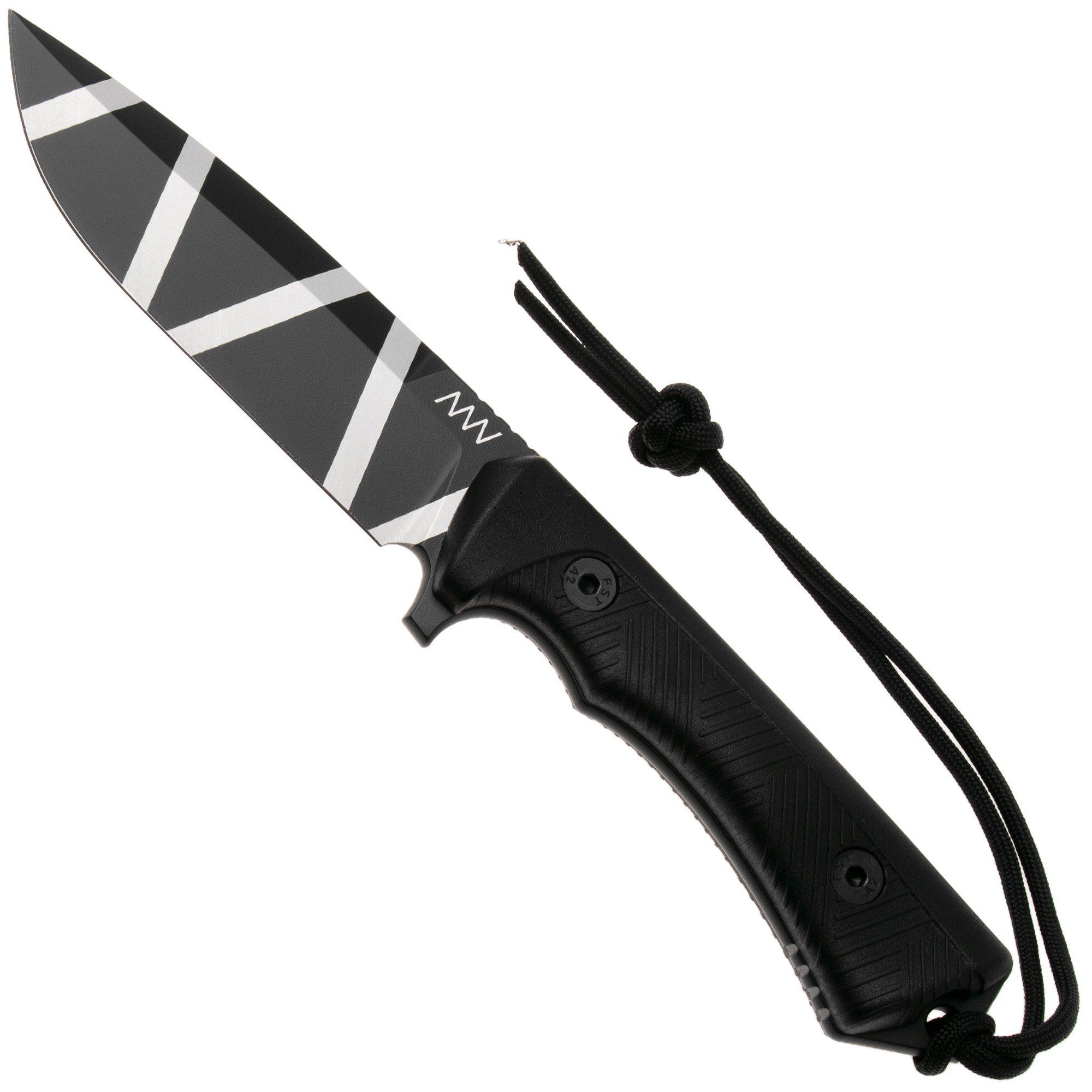 ANV P250 P250-001 Cerakote Black Camo Sleipner, Black GRNPU, survival knife