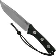 ANV P300 N690, Black G10 P300-015, Black Leather Sheath, cuchillo de supervivencia